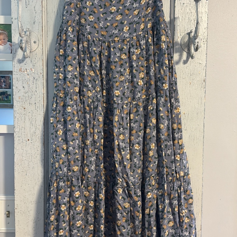 Altar'd State Floral Maxi Skirt - Blue and Yellow